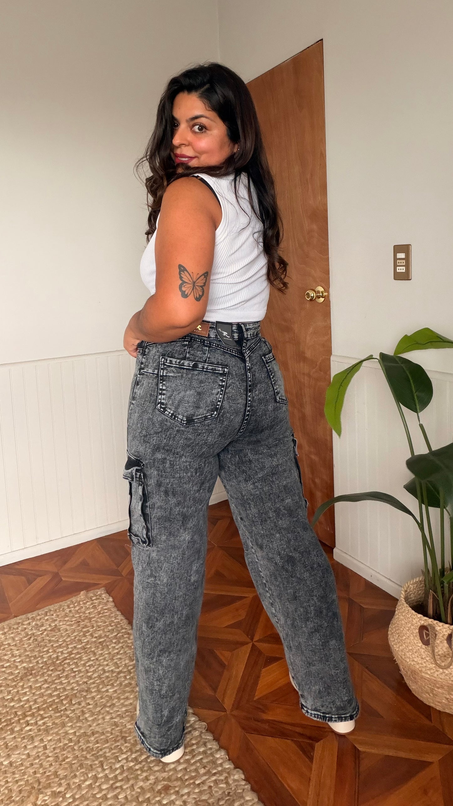 Cargo jeans gris