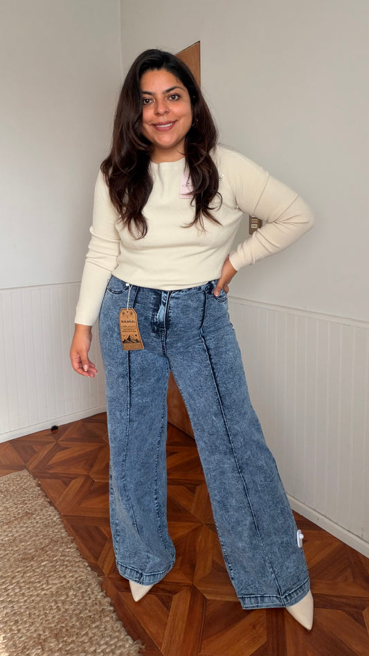 Jeans Jaspeado Palazzo