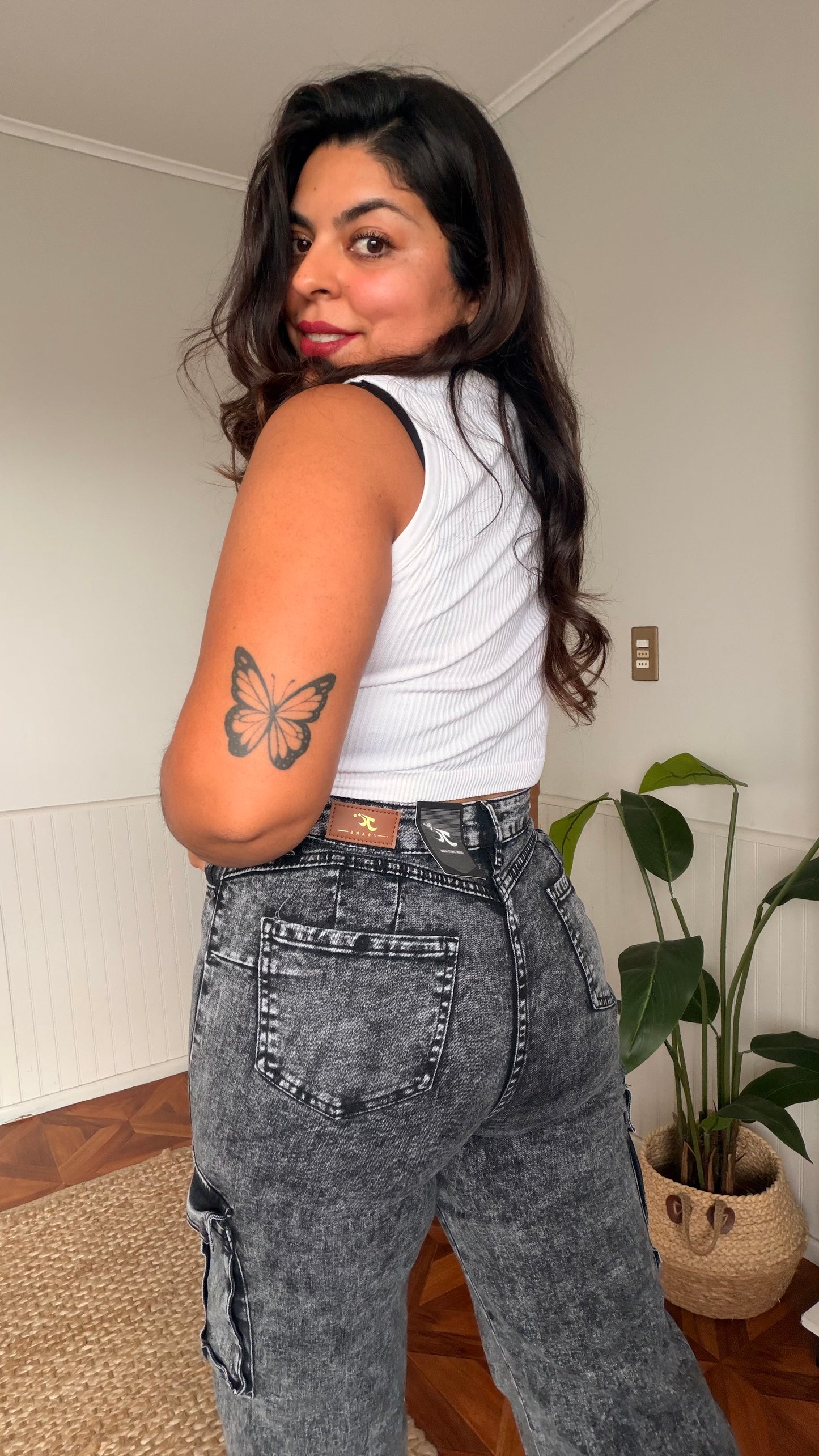 Cargo jeans gris
