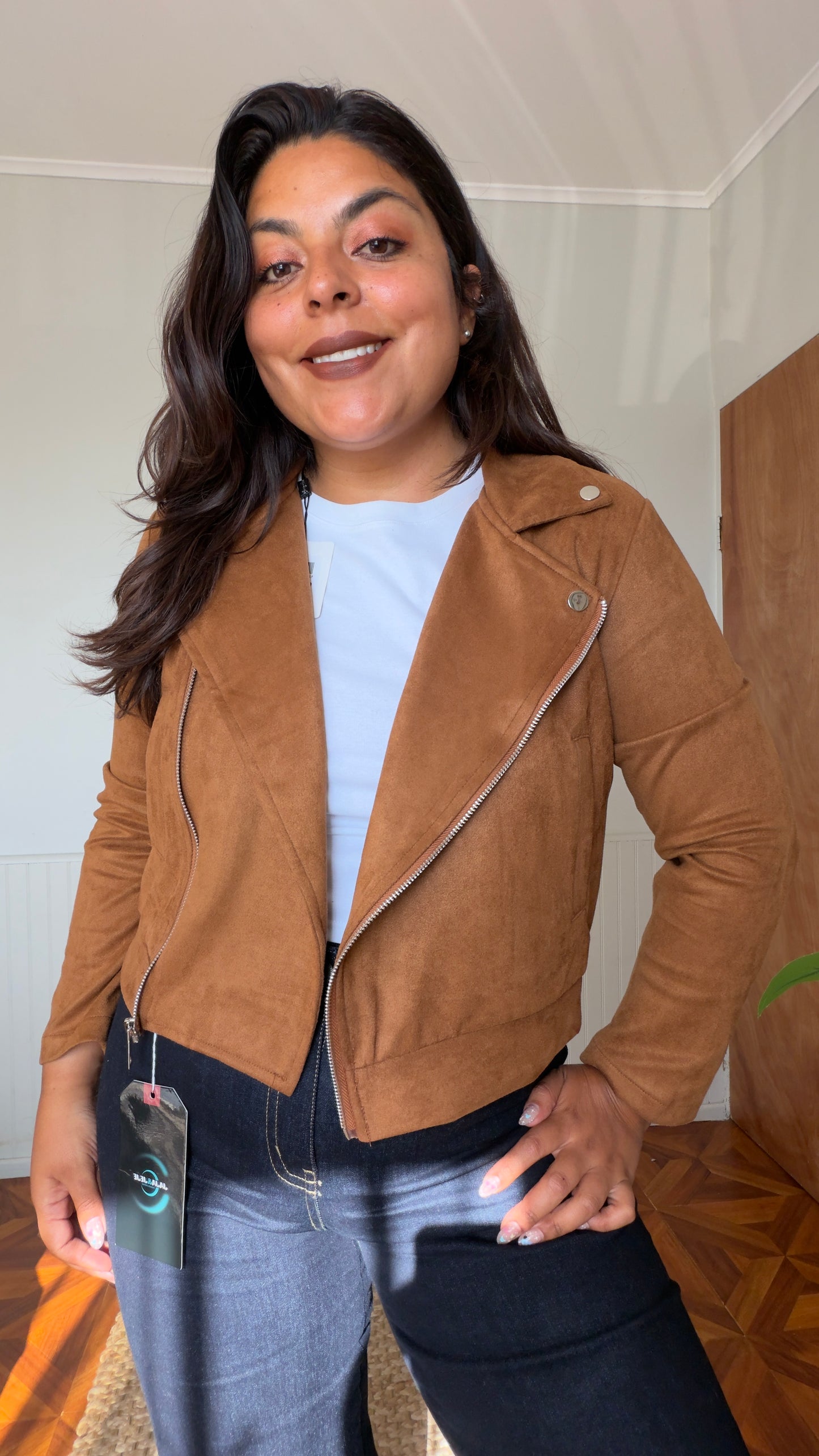 Chaqueta de gamuza cierre