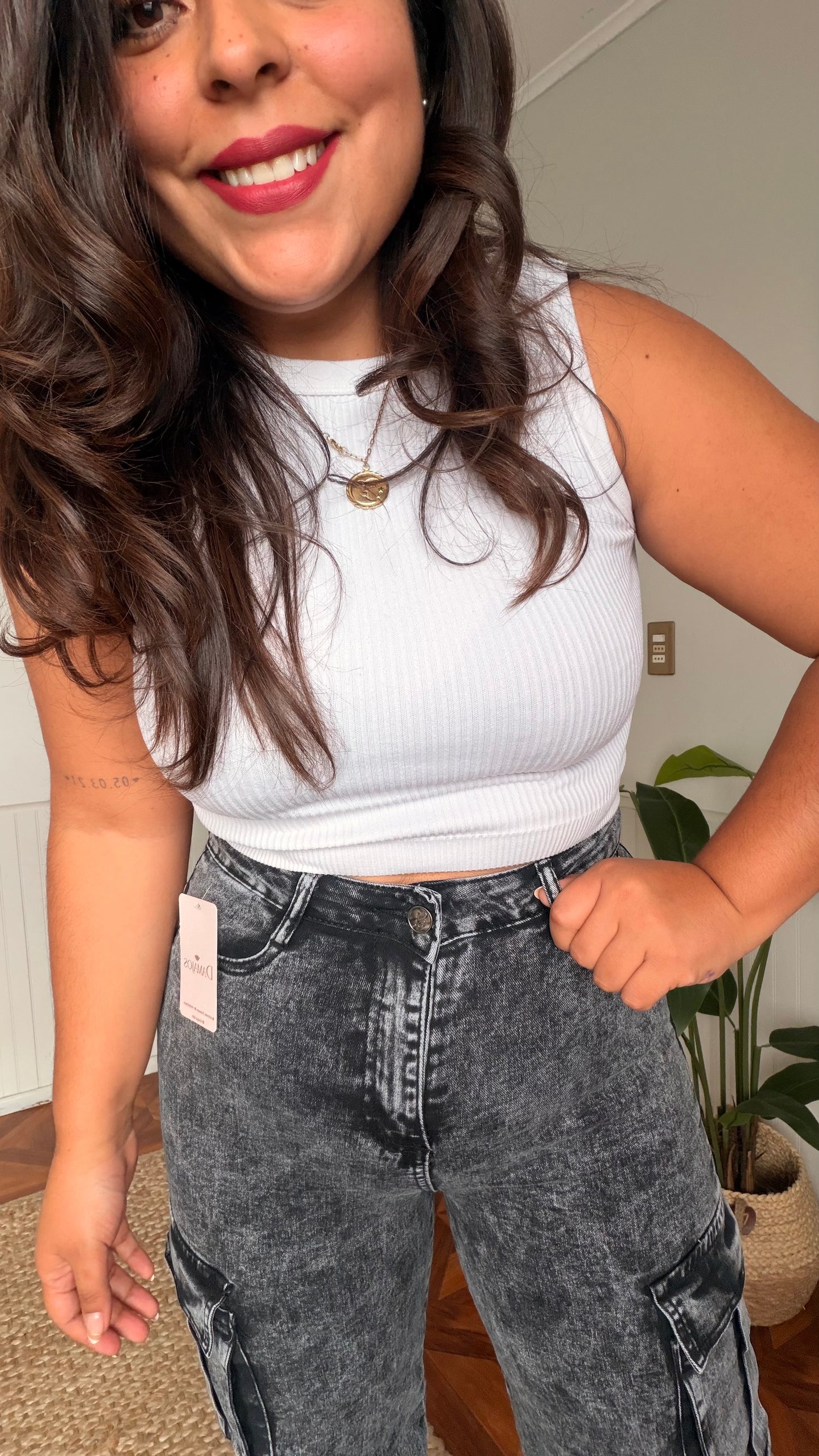 Cargo jeans gris