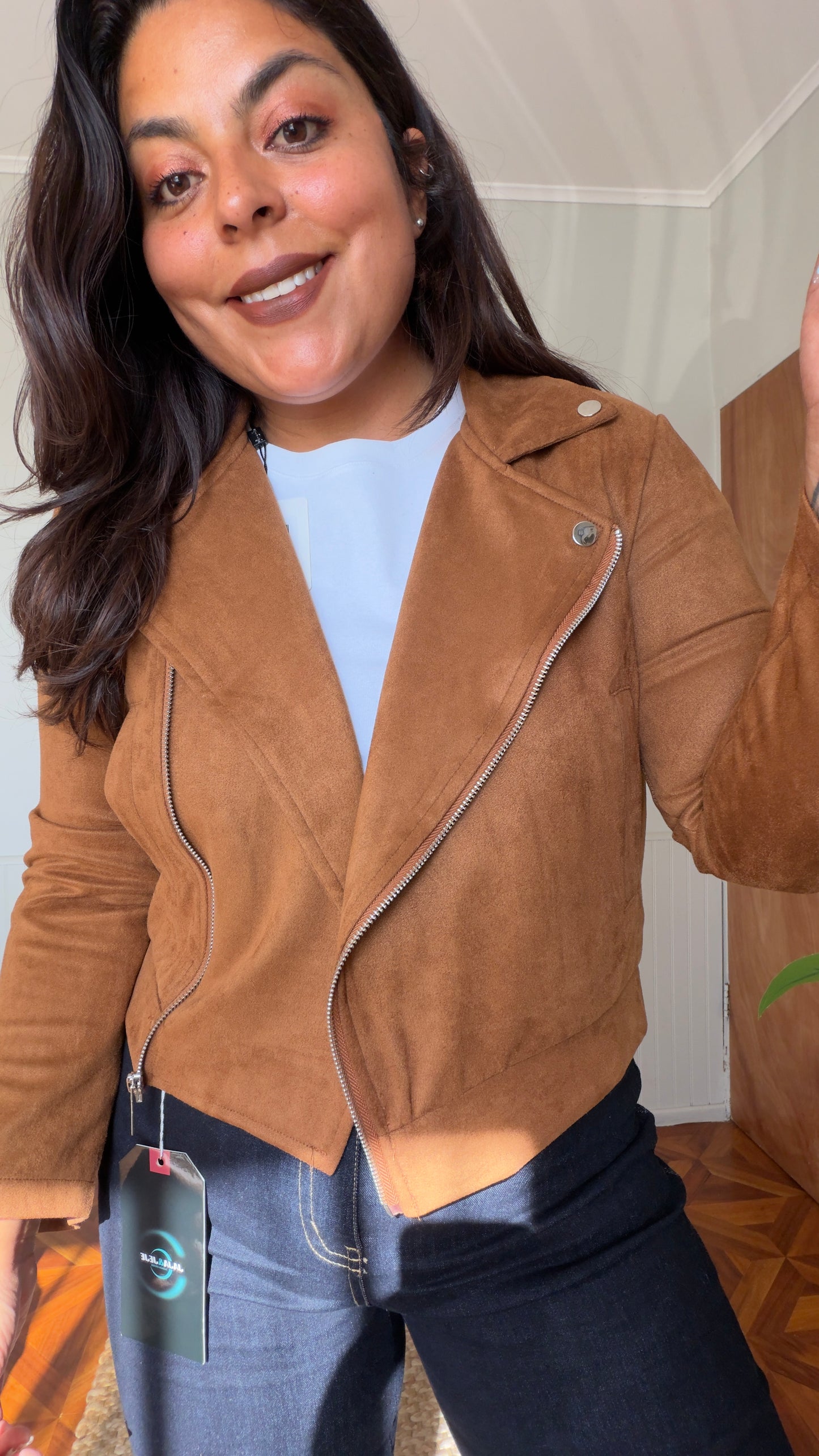 Chaqueta de gamuza cierre