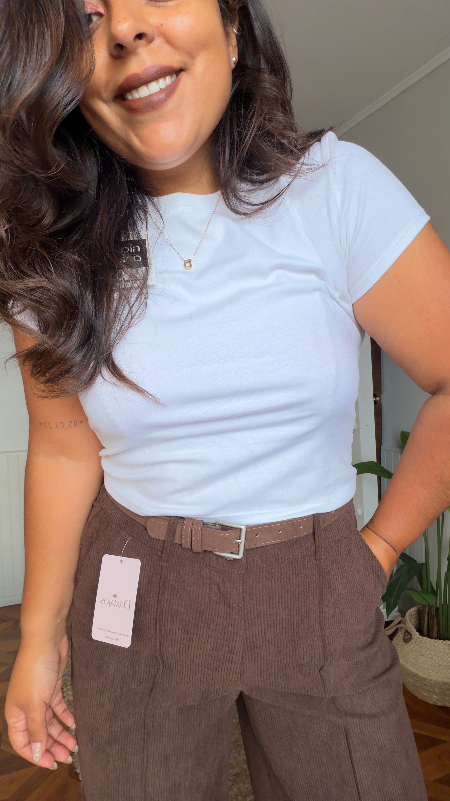 Pantalon cotele lineas