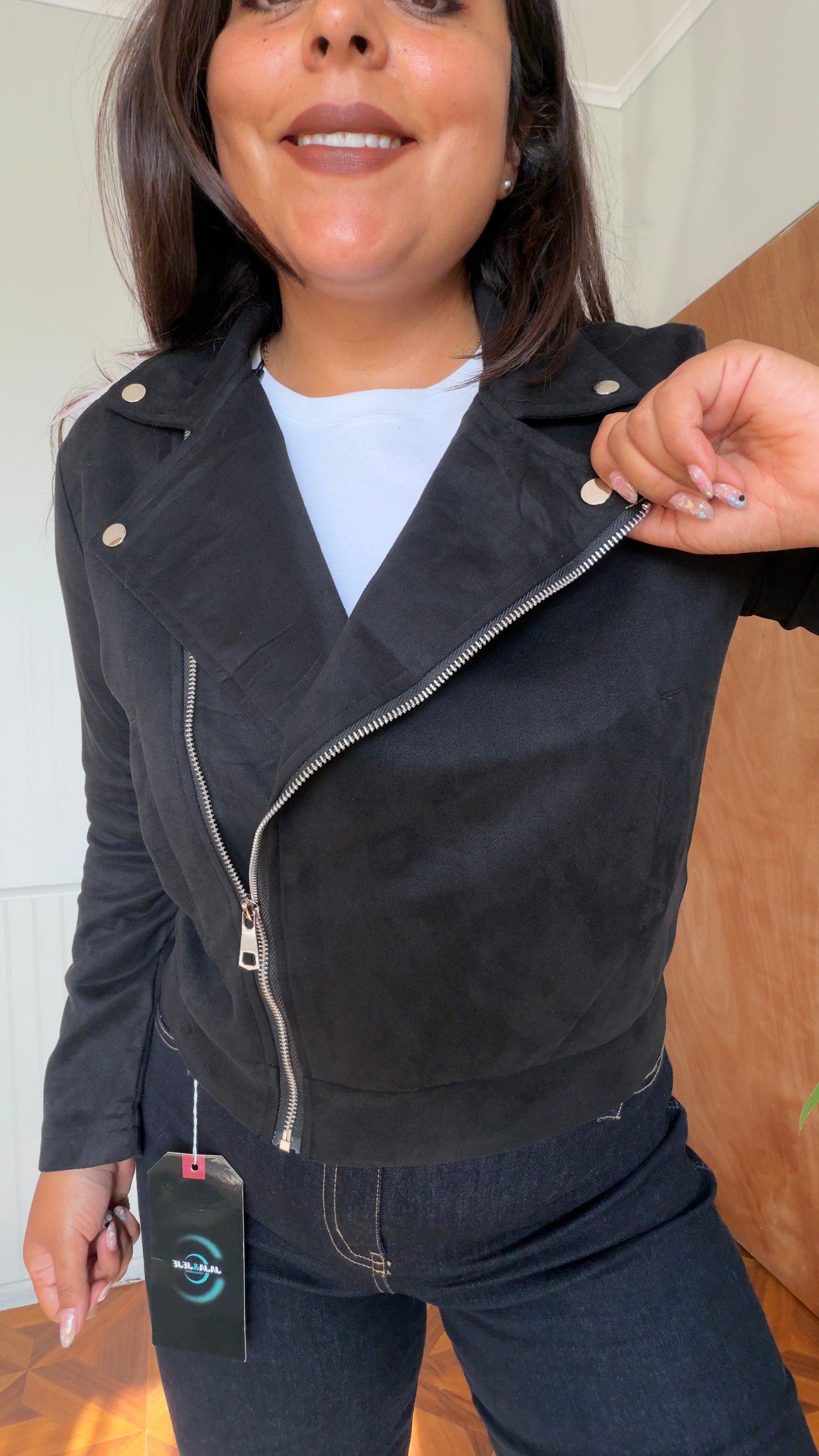 Chaqueta de gamuza cierre