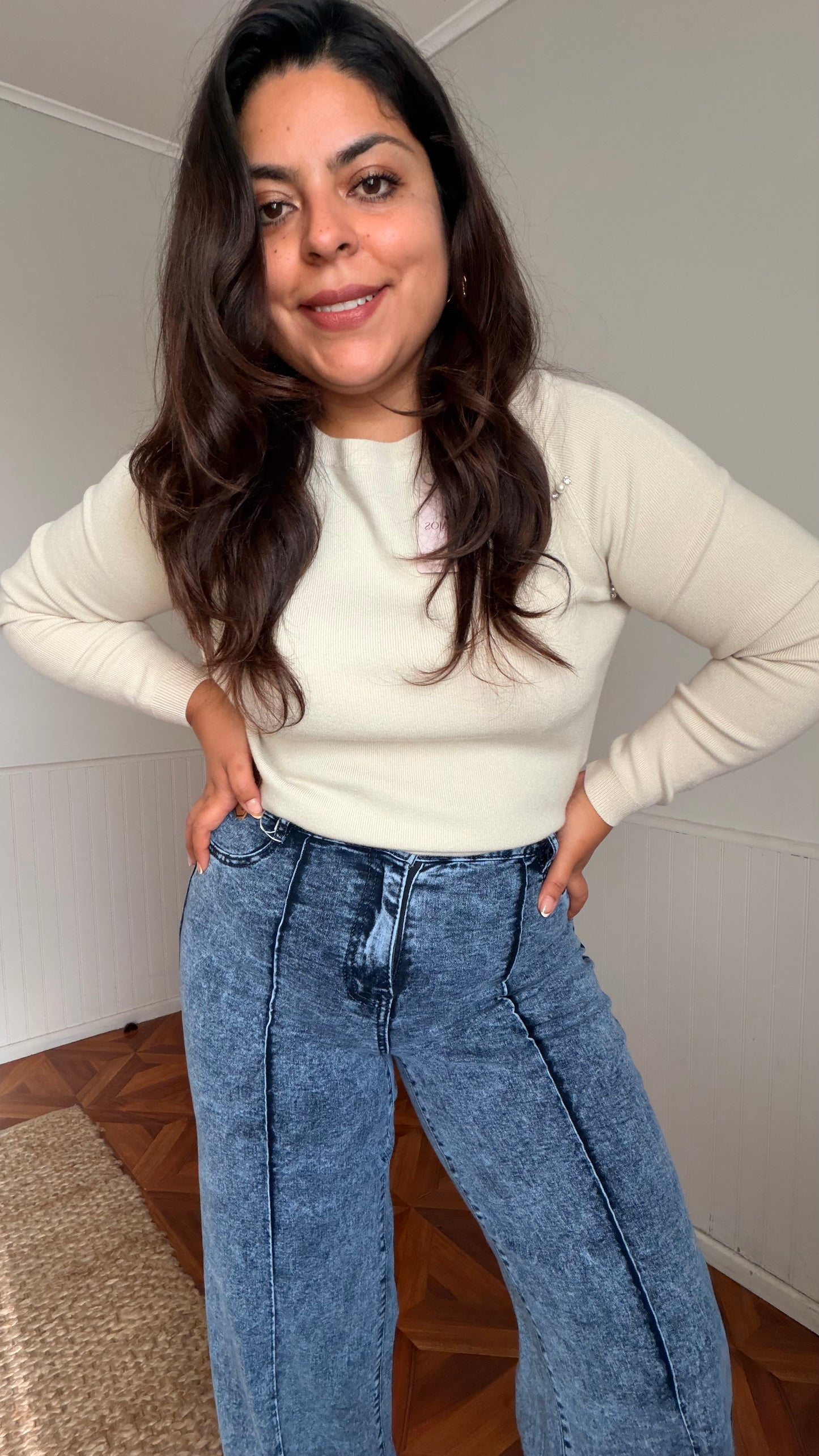 Jeans Jaspeado Palazzo